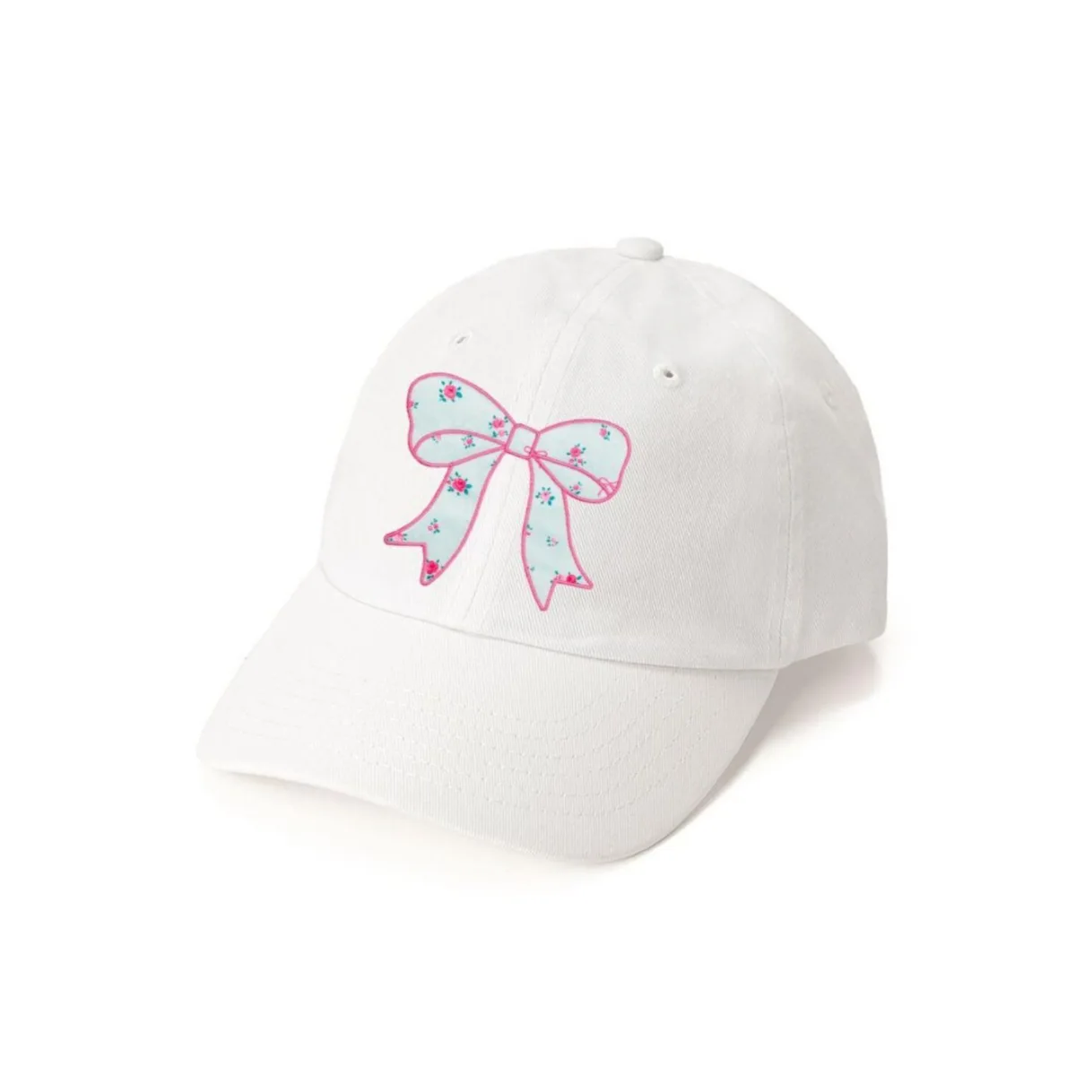 Sky Blue Floral Bow Patch Baseball Hat by Sweet Wink