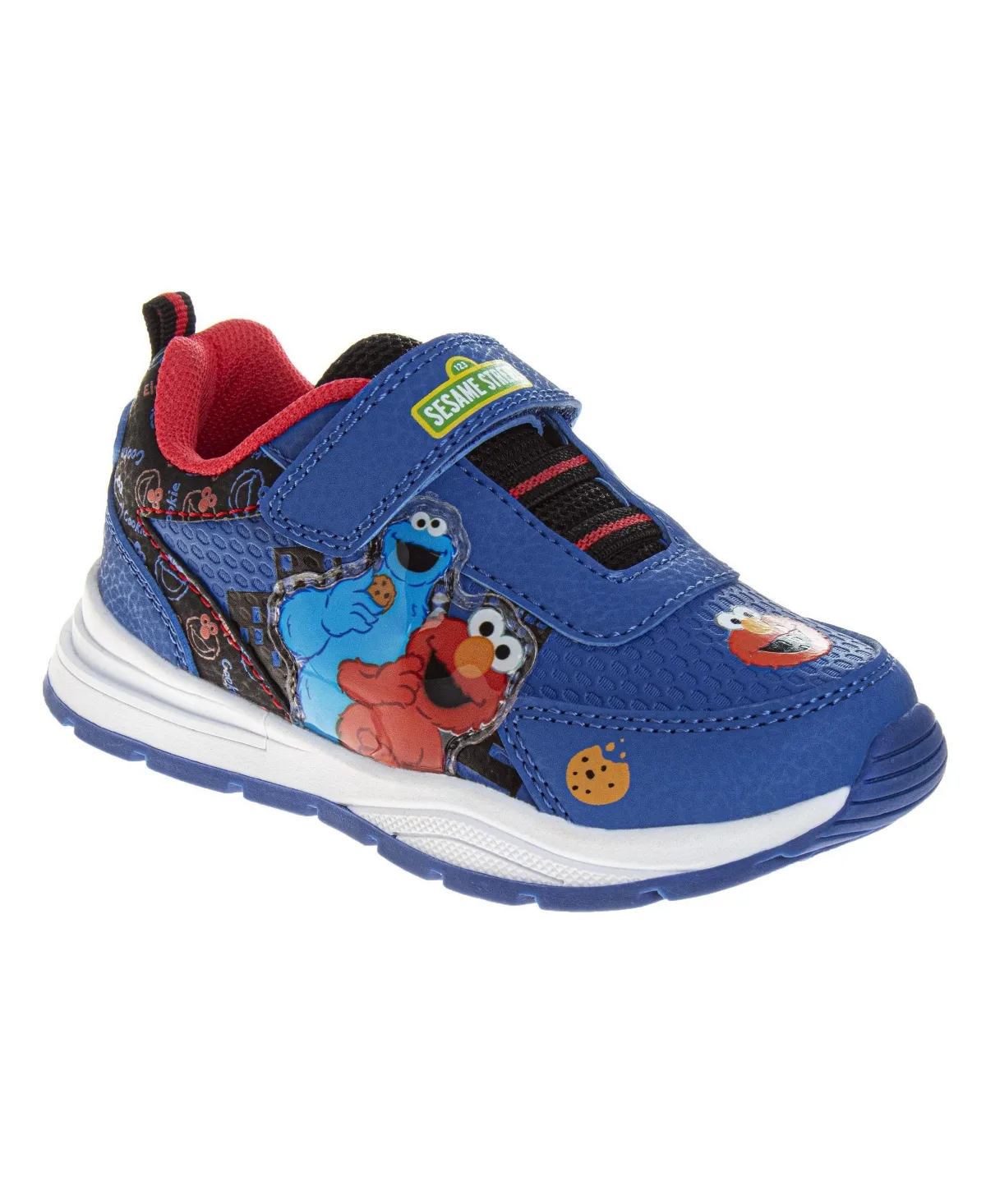 Cookie Monster Light Up Hook & Loop Fashion Sneaker Easy Hook & Loop Fun Character Design Play Ready Durable by Sesame Street
