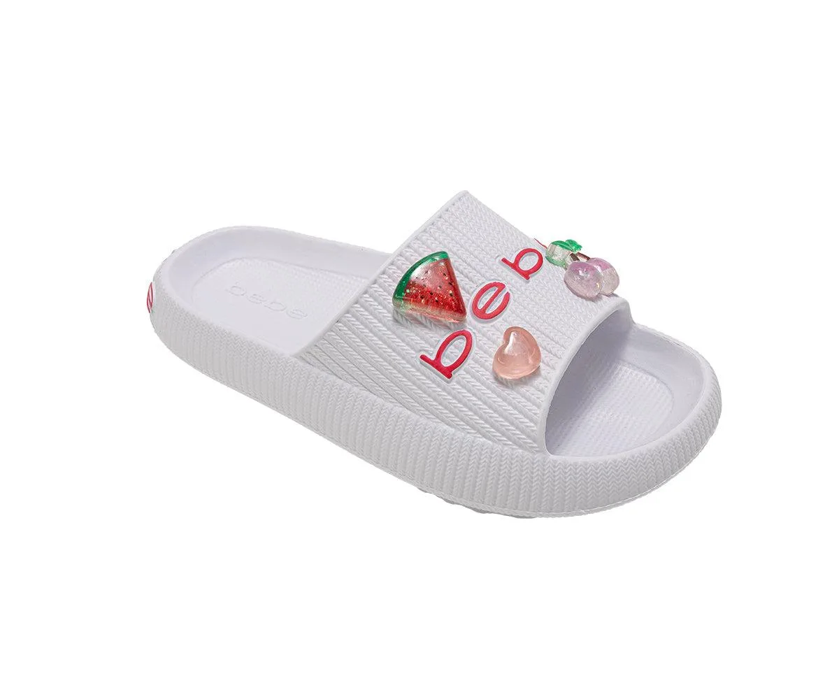 Eva Slide Lightweight Comfy Slide Sandals with Fruit Charms by Bebe
