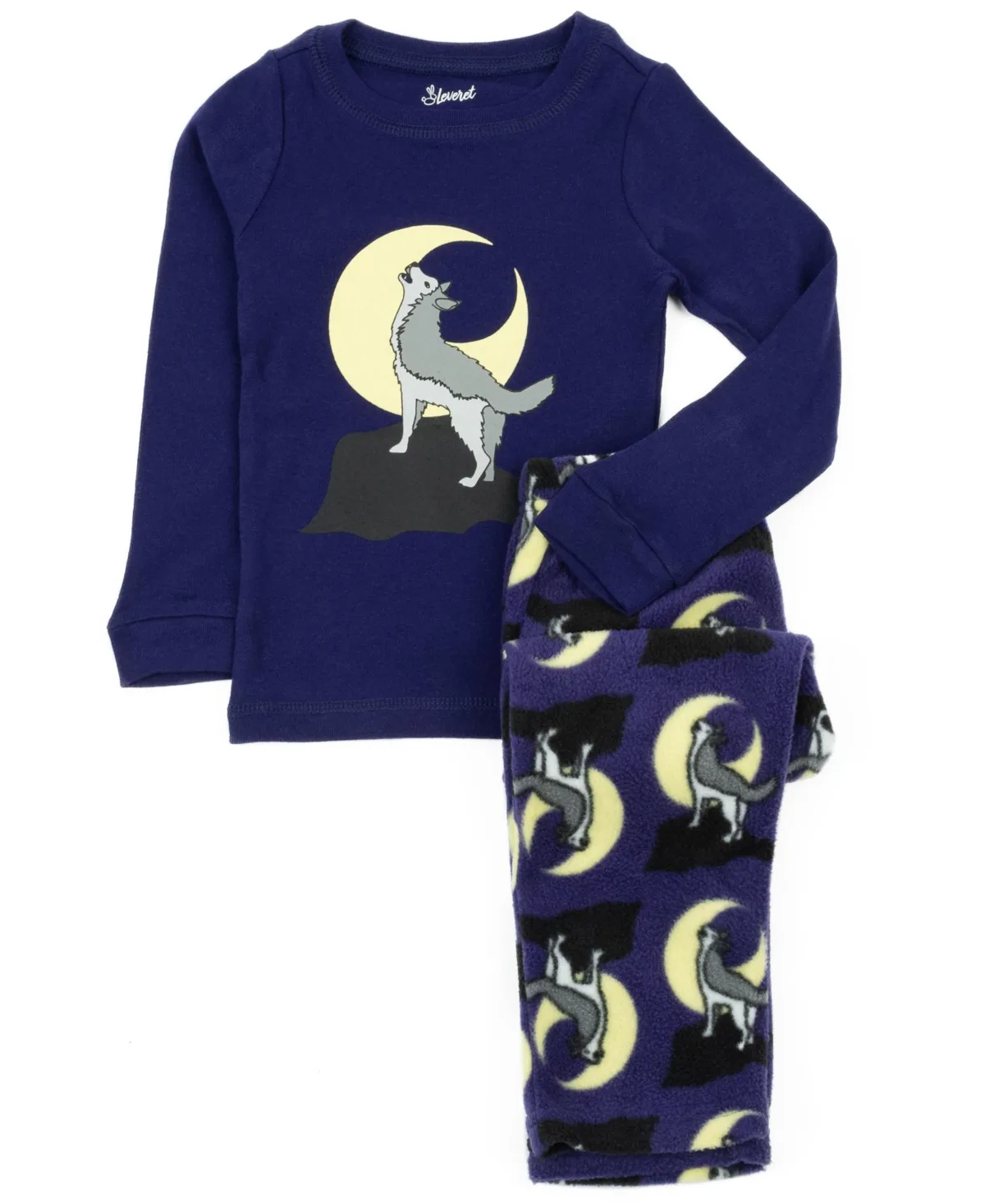 Matching Family Two-Piece Cotton Top and Fleece Pants Holiday Pajamas by Leveret