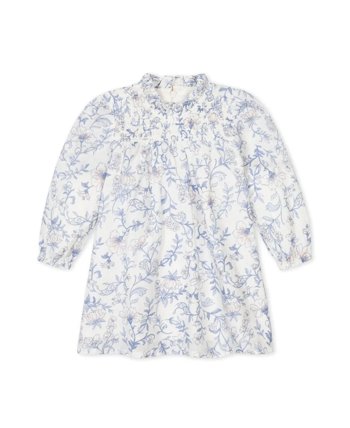 Organic Long Sleeve Ruffle Neck Smocked Yoke Dress by Hope & Henry