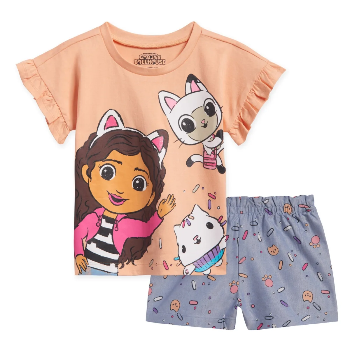 Dreamworks T-Shirt and Chambray Shorts Outfit Set by Gabby's Dollhouse