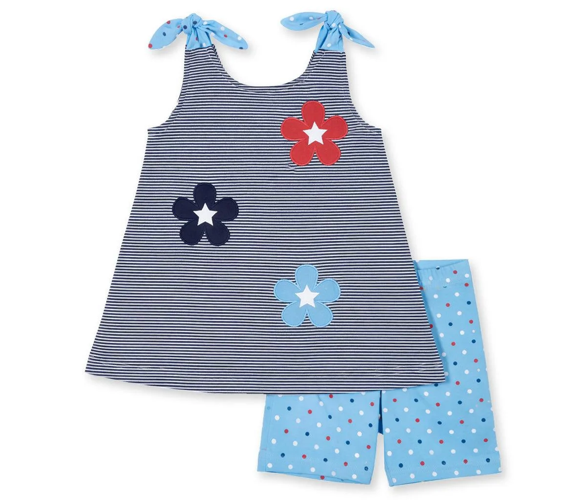 Stripe Knit Short Set with Flowers and Stars by Florence Eiseman
