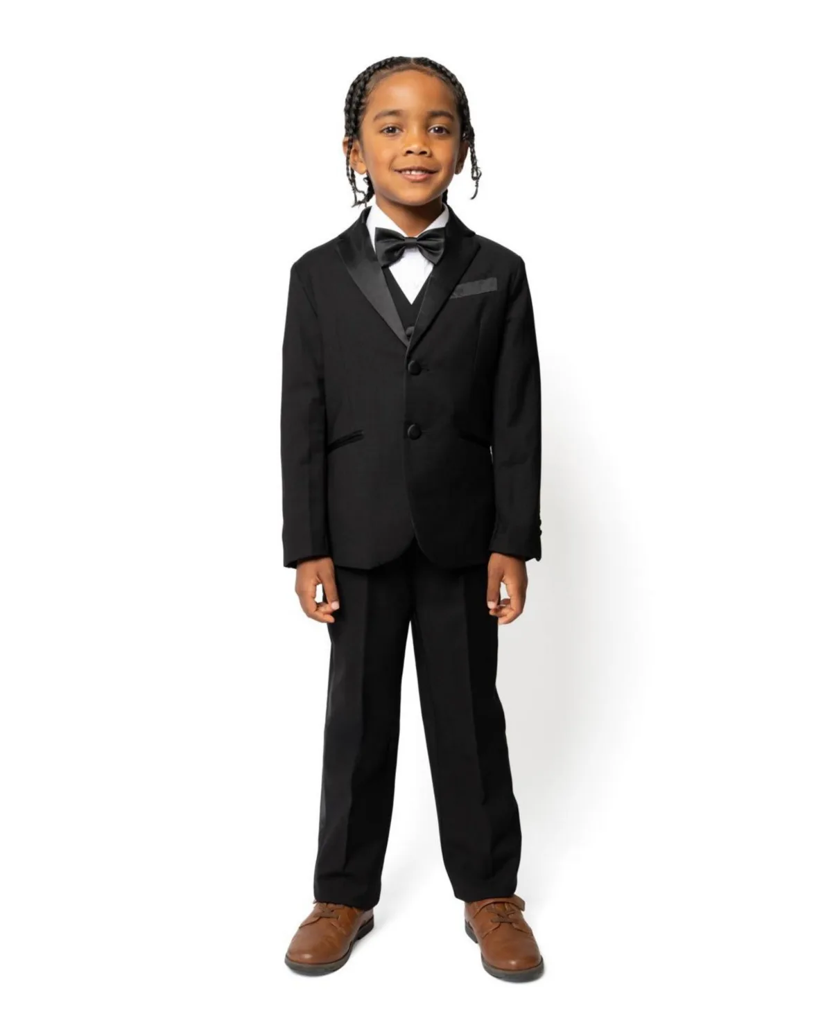 007 Slim Fit 5-Piece Shirt, Bowtie, Jacket, Vest and Pants Tuxedo Set by Peanut Butter Collection