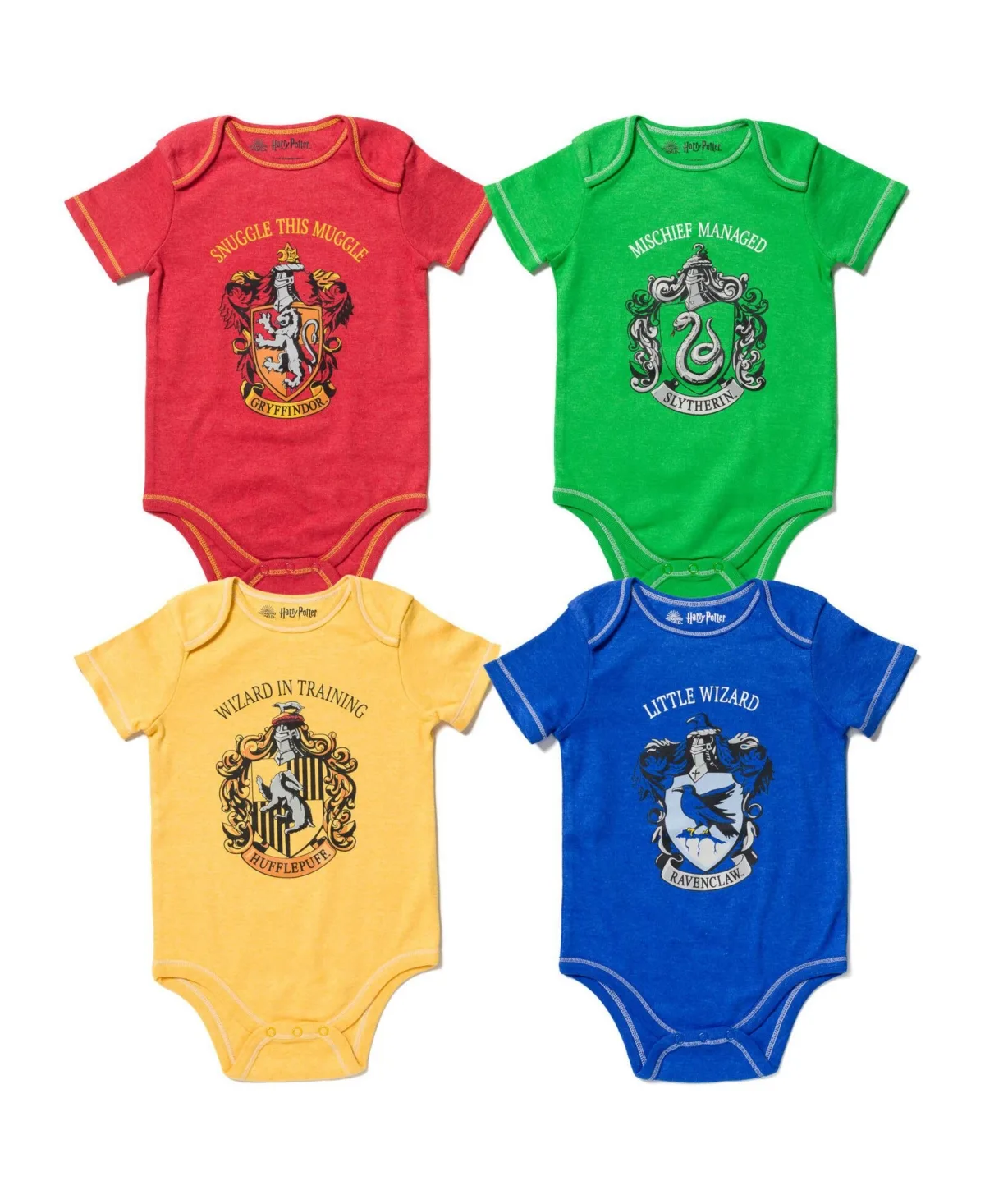 Gryffindor Hufflepuff Ravenclaw Slytherin 4 Pack Bodysuits by Harry Potter