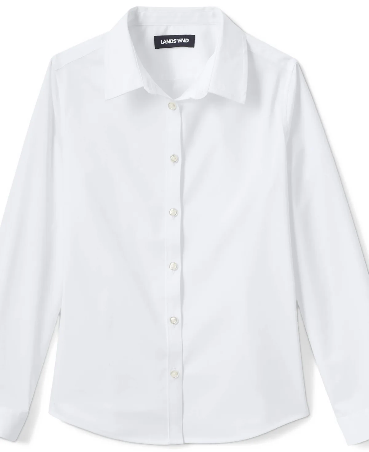 School Uniform No Gape Long Sleeve Stretch Shirt by Lands' End