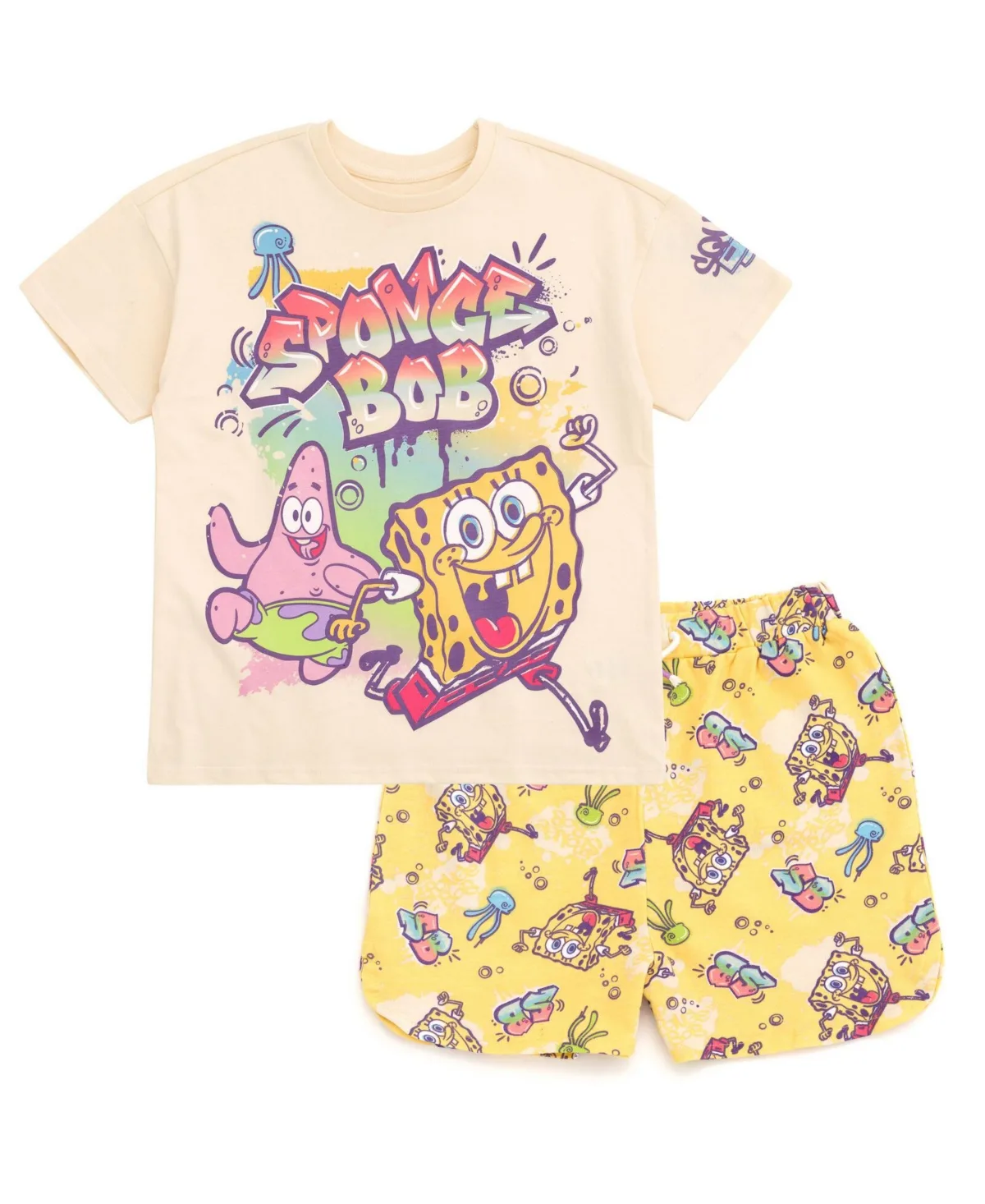 T-Shirt and French Terry Shorts Outfit Set by Spongebob Squarepants