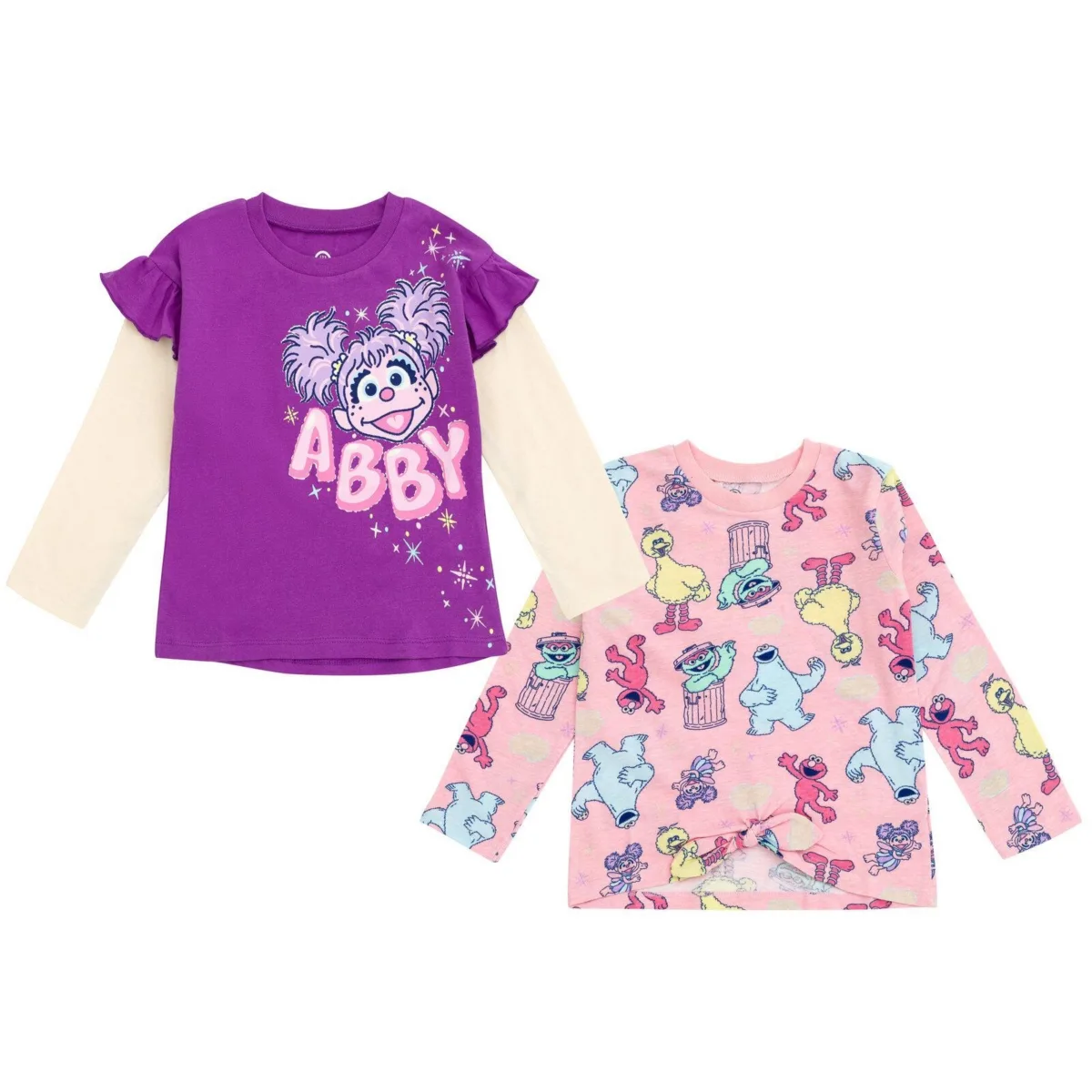 2 Pack Peplum Long Sleeve T-Shirts by Sesame Street
