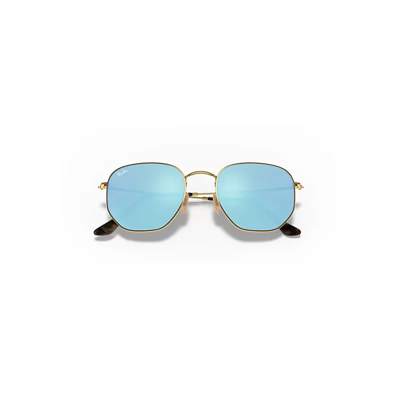 Hexagonal Flat Lenses Sunglasses Arista Gold Frame Solid Color Lenses by Ray-Ban