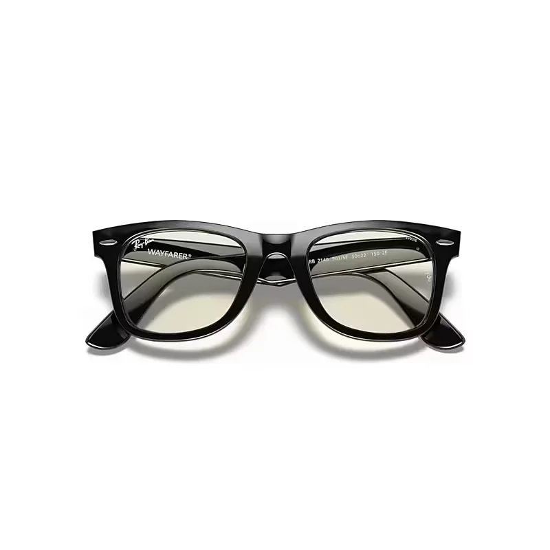 Wayfarer Clear Evolve Sunglasses Shiny Black Frame Grey Lenses by Ray-Ban