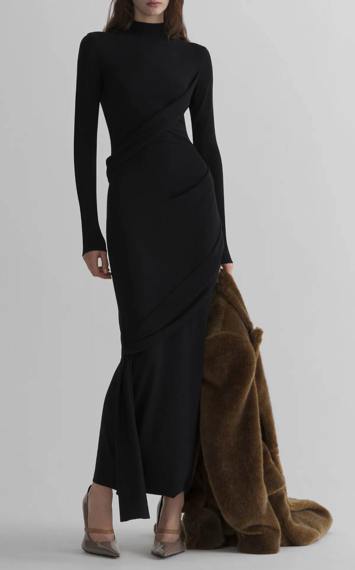 Draped Wool-Blend Maxi Dress by MUGLER