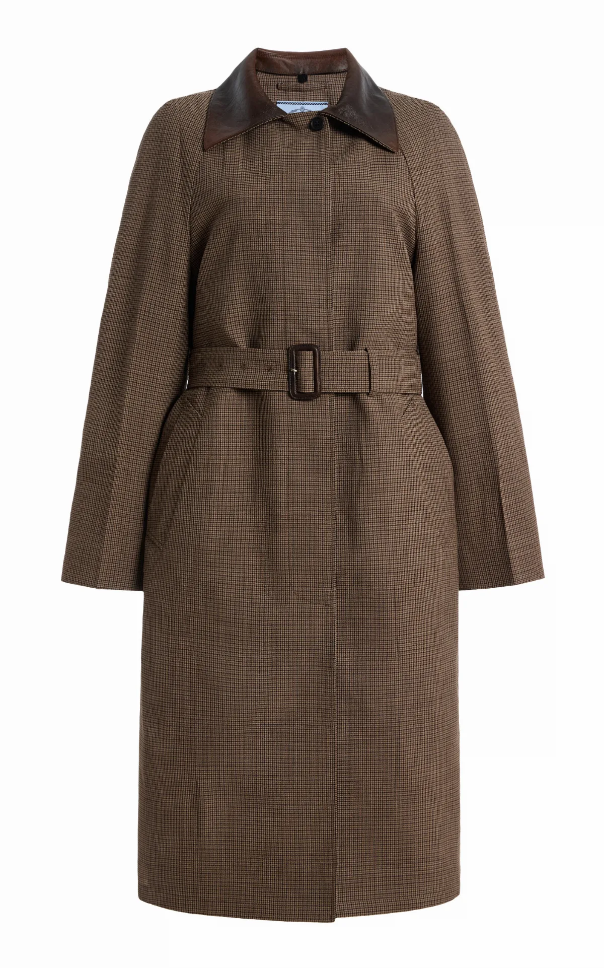 Houndstooth Wool Coat by Prada