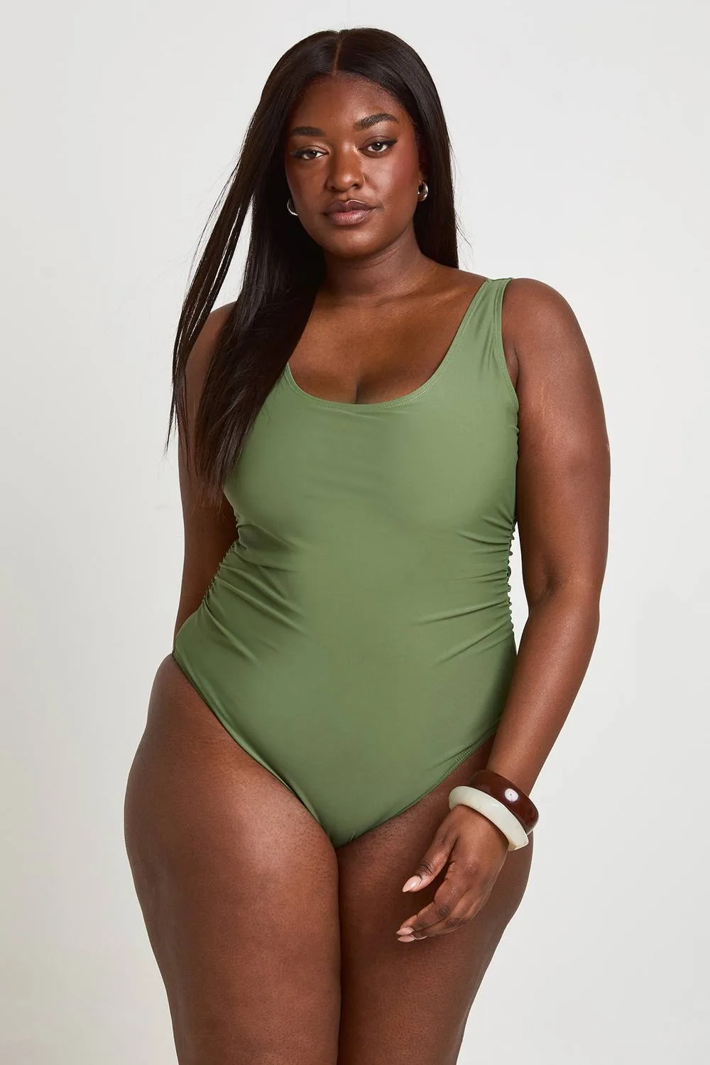 Tummy Control Scoop Swimsuit by boohoo