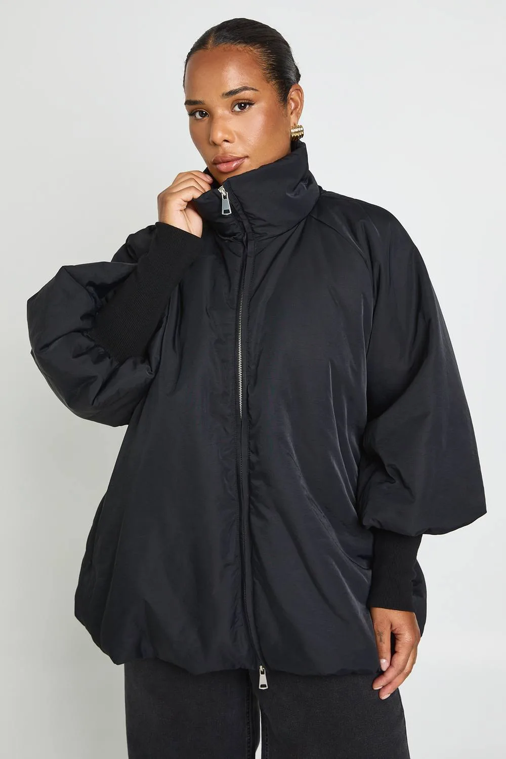Rib Sleeve Detail Bomber Jacket by boohoo