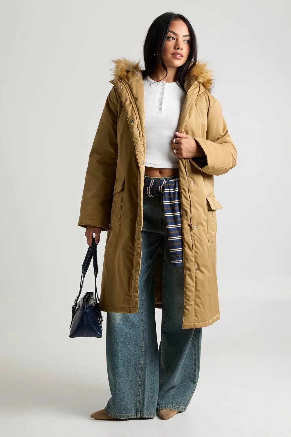 Fur Lined Hooded Parka Coat by boohoo