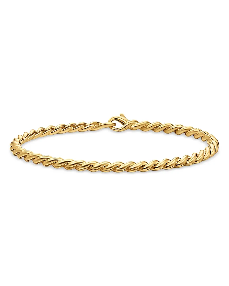 Sculpted Cable Chain Bracelet in 18K Yellow Gold 3.7mm