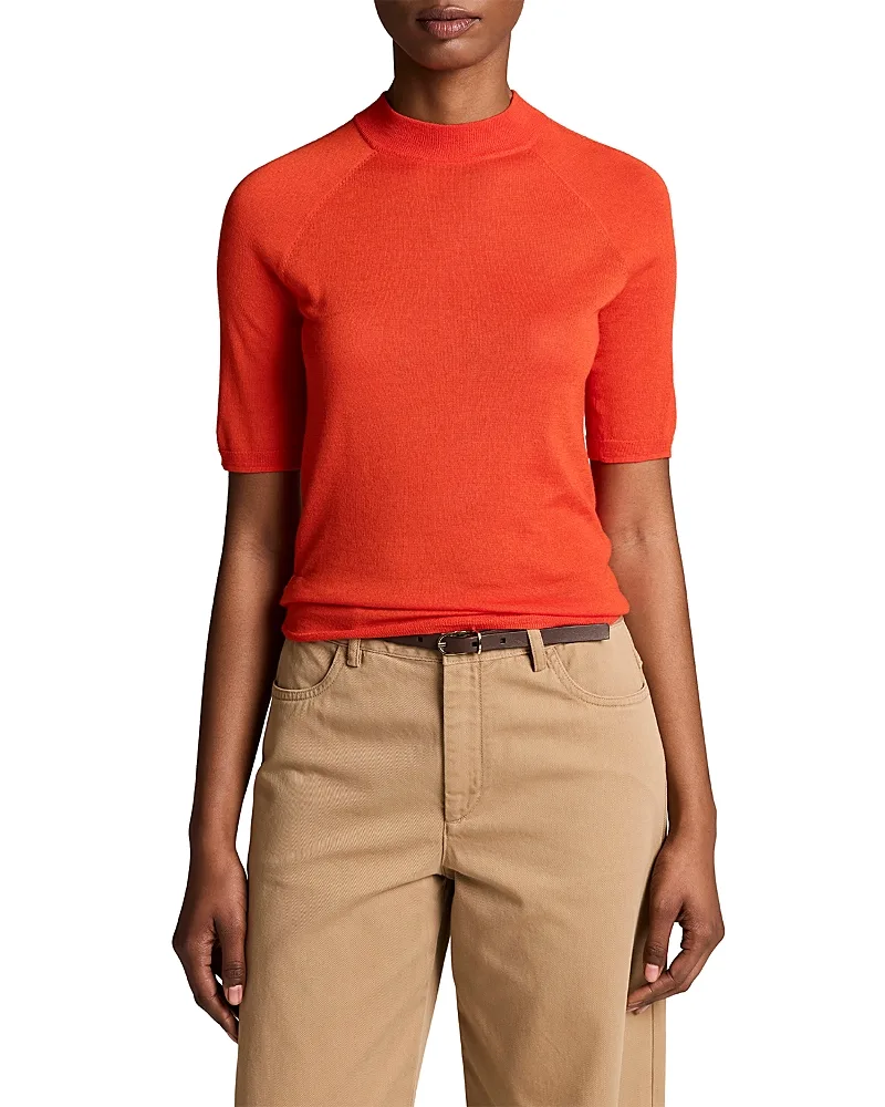 Cashmere Silk Raglan Mock Neck Tee by Vince