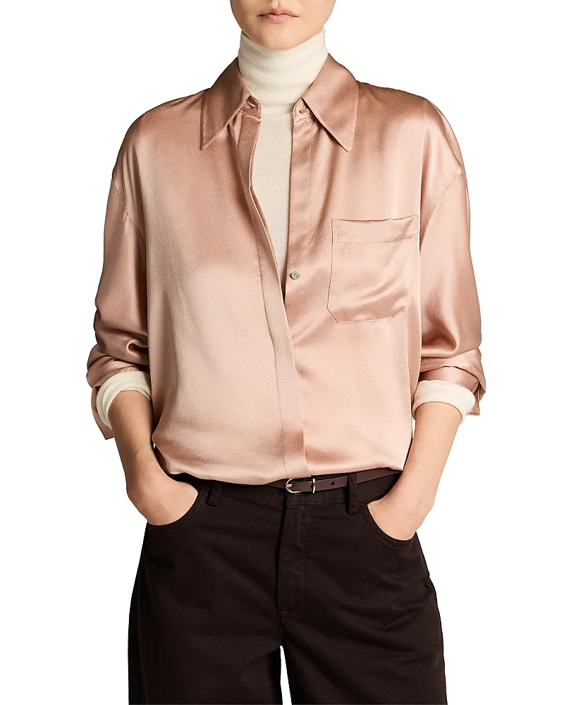 Silk Long Sleeve Dolman Shirt by Vince