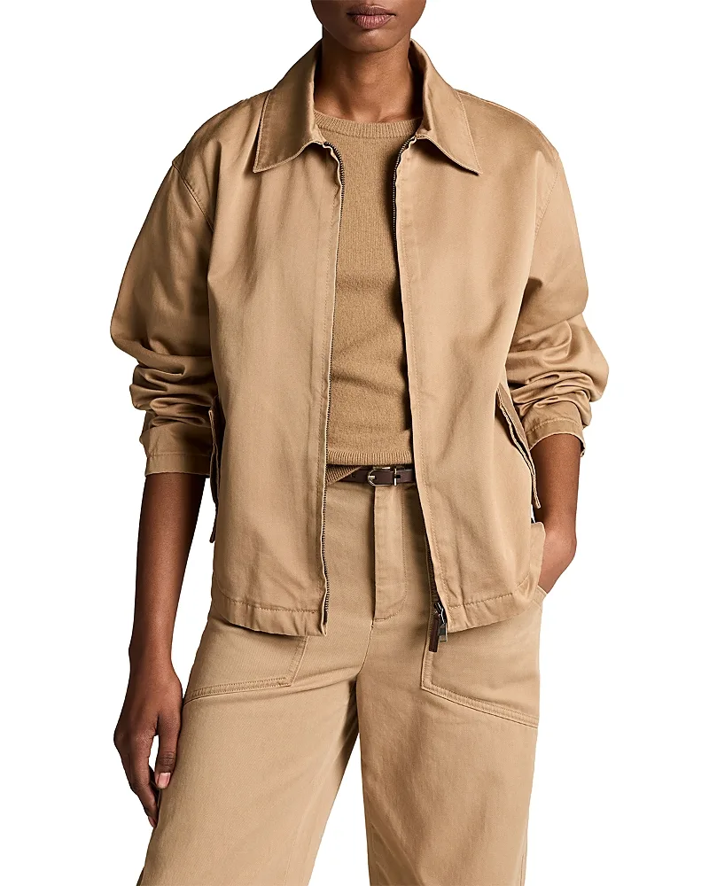 Washed Cotton Zip Front Jacket by Vince