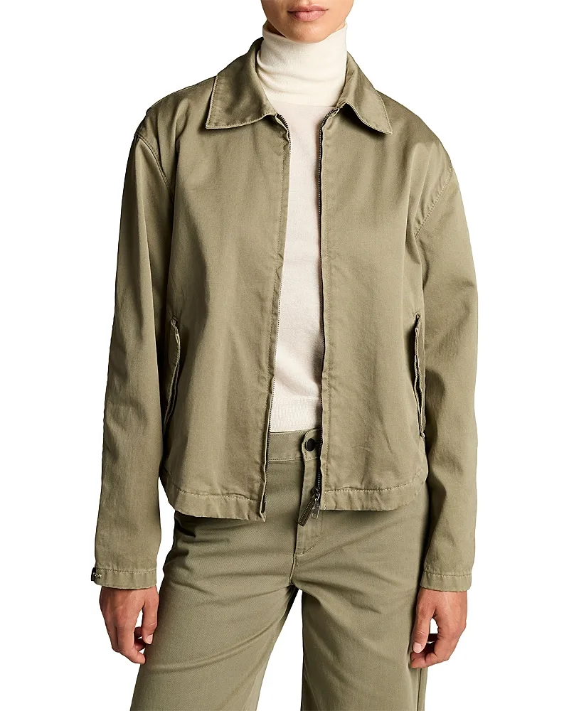 Washed Cotton Zip Front Jacket
