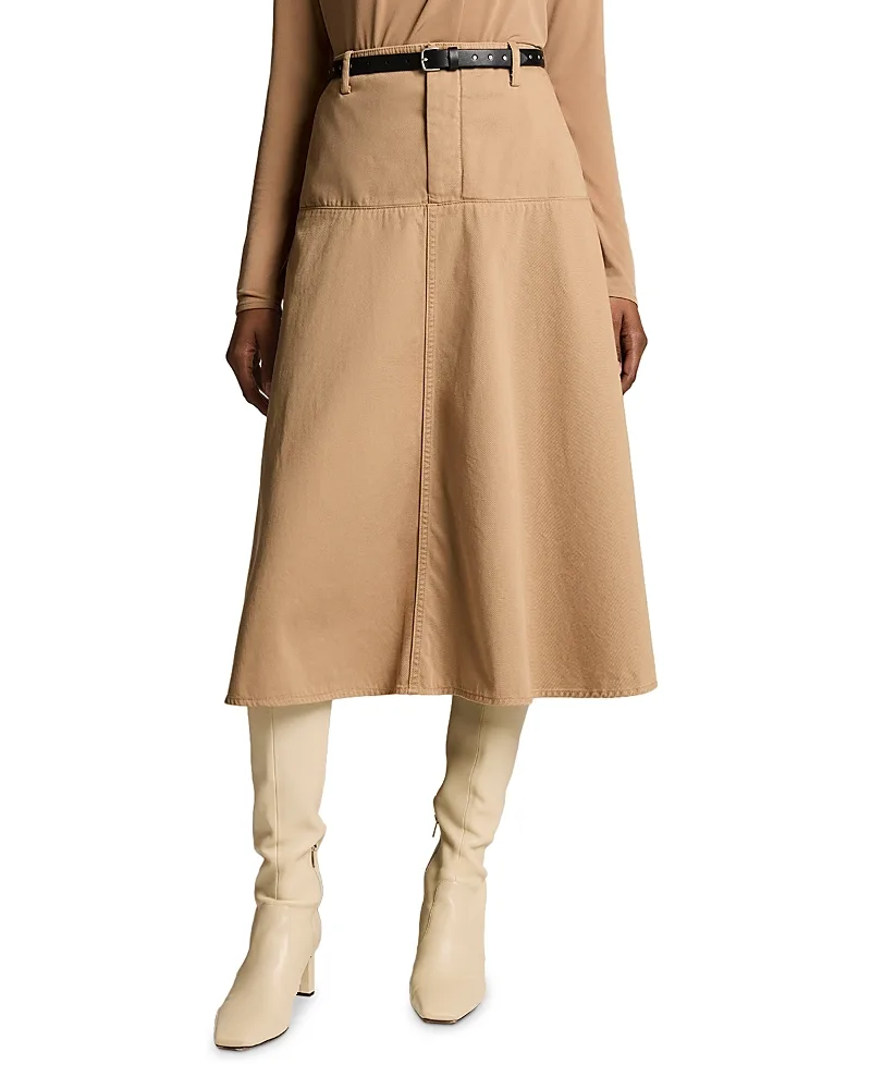 Mid Rise Washed Cotton Skirt by Vince