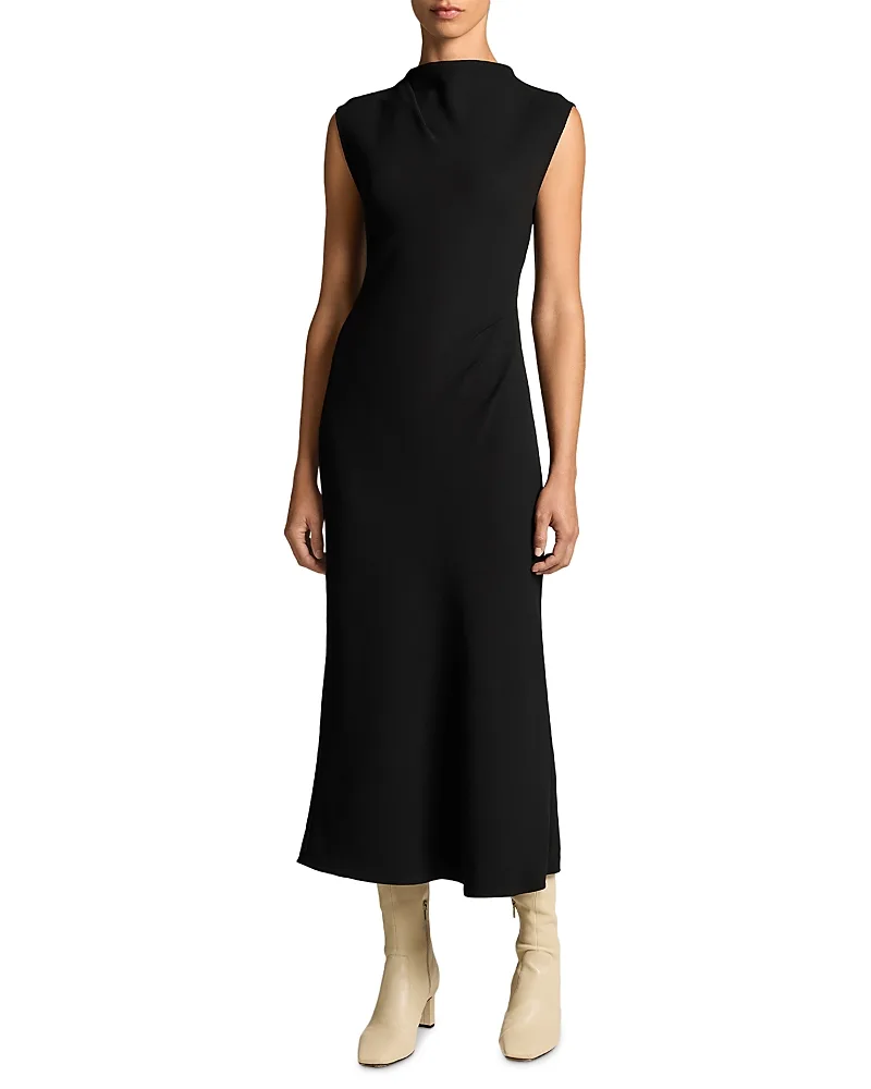 Draped Funnel Neck Dress by Vince