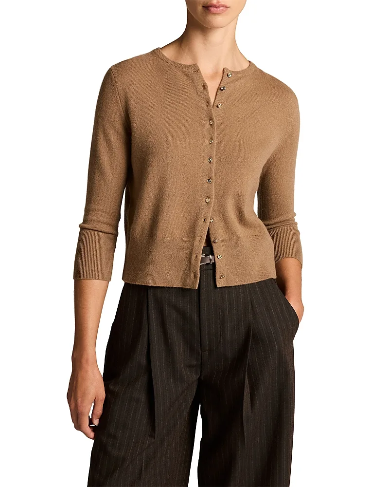 Wool Cashmere Blend Crewneck Cardigan by Vince