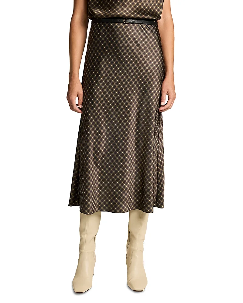 Plaid Ombre Slip Skirt by Vince