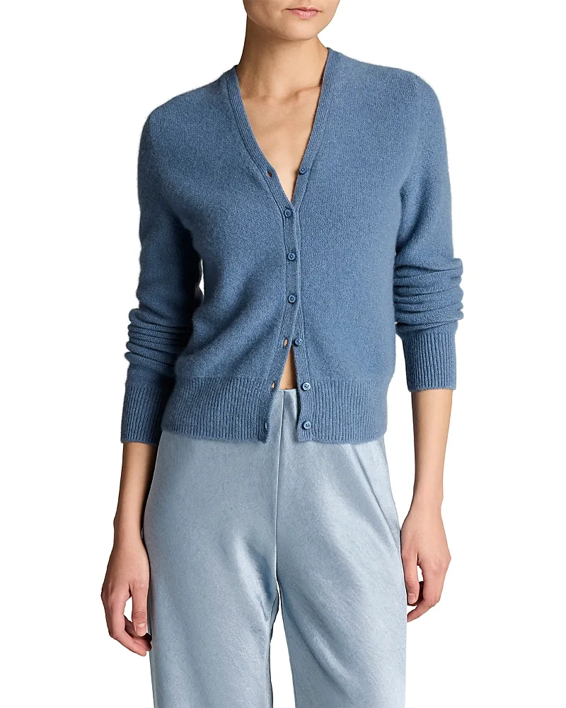 Boiled Cashmere Long Sleeve V Neck Cardigan