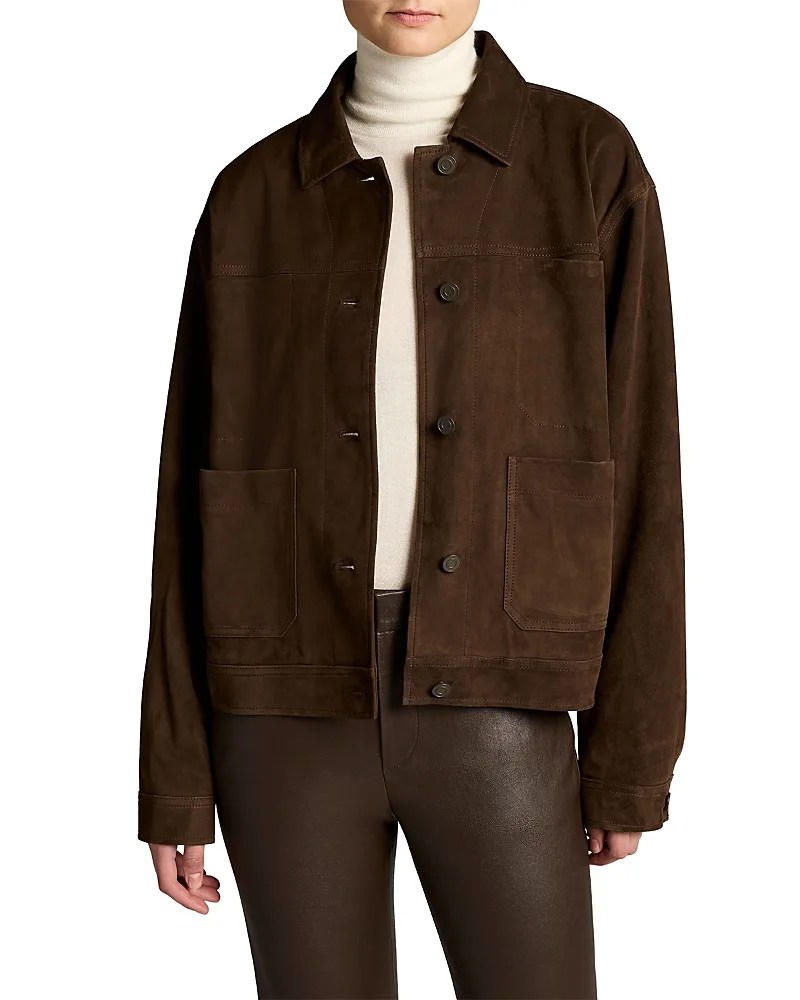 Suede Trucker Jacket by Vince