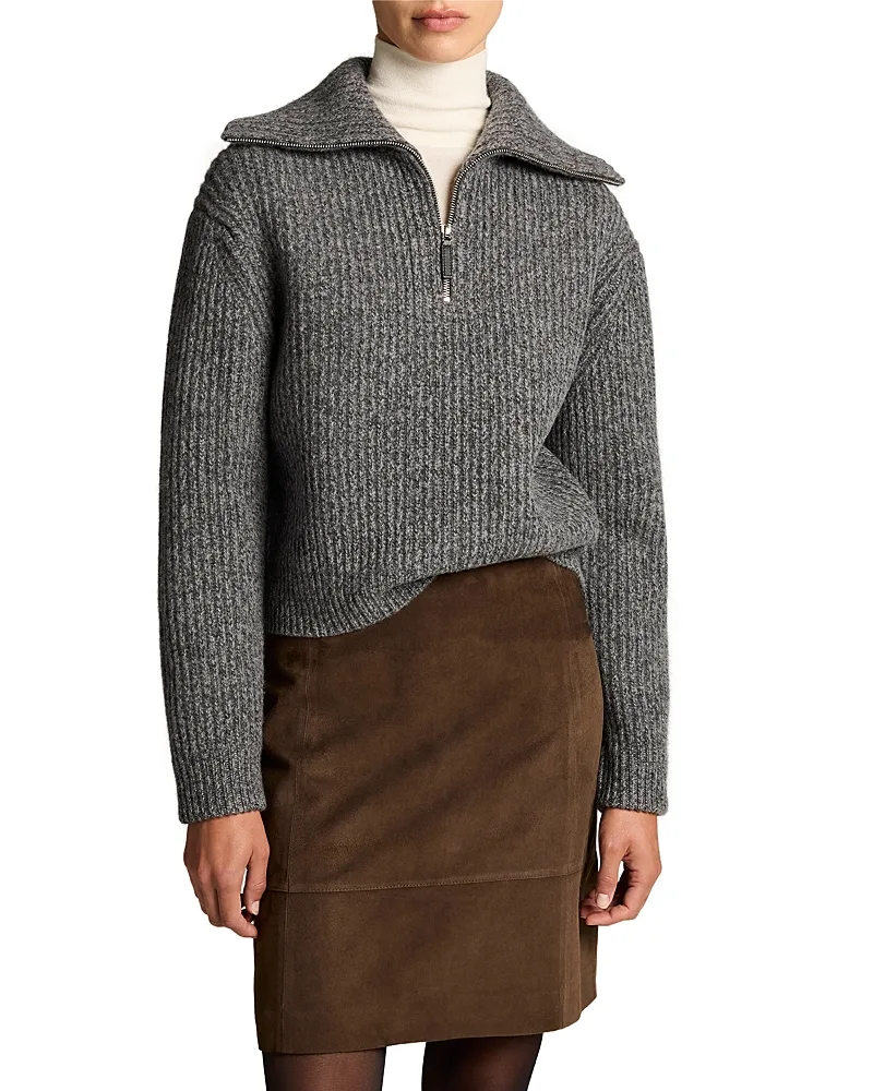 Wool Cashmere Sailor Collar Half Zip Sweater by Vince