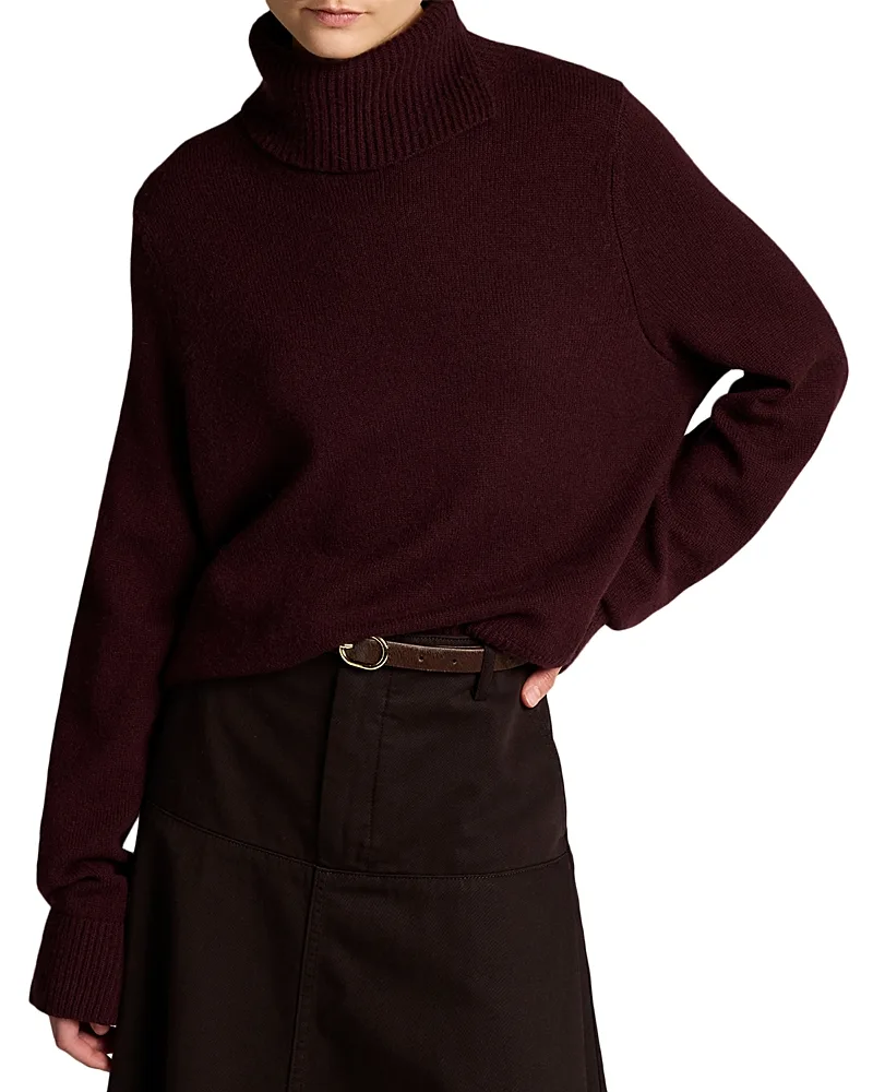Wool & Cashmere Swing Turtleneck Slit Sweater by Vince