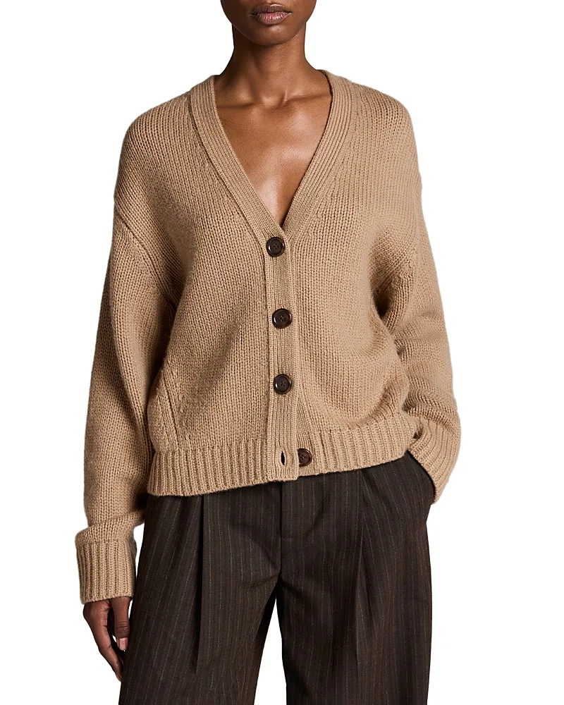 Wool & Cashmere Boxy V Neck Cardigan by Vince