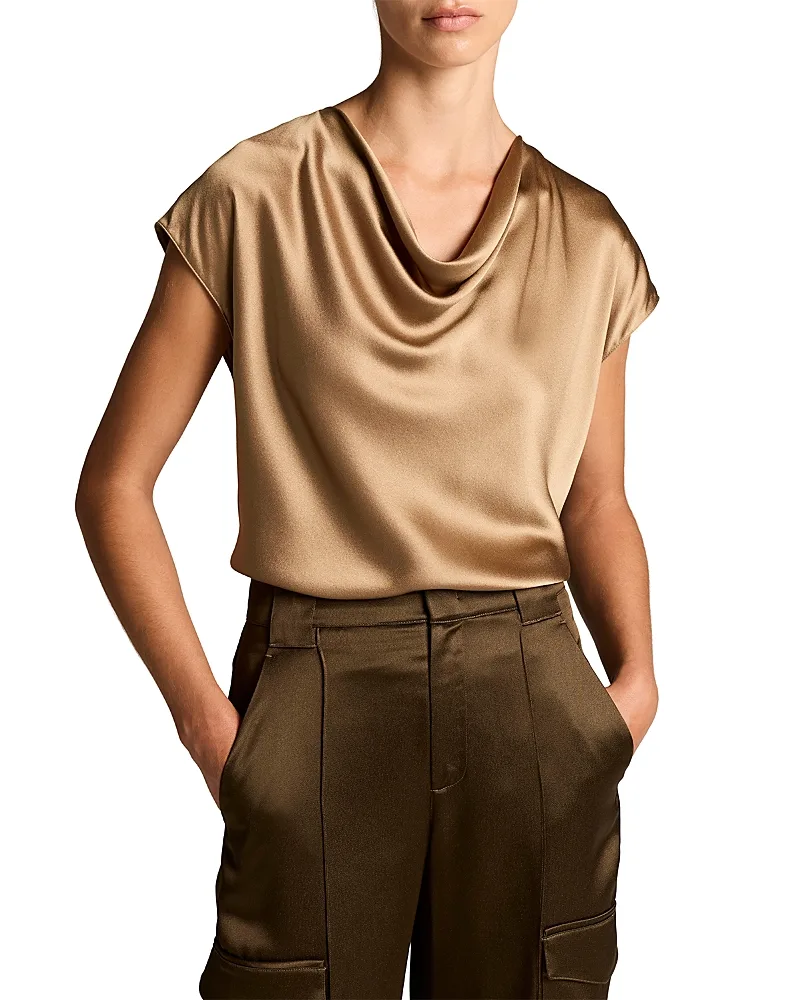 Cowl Neck Silk Blouse by Vince
