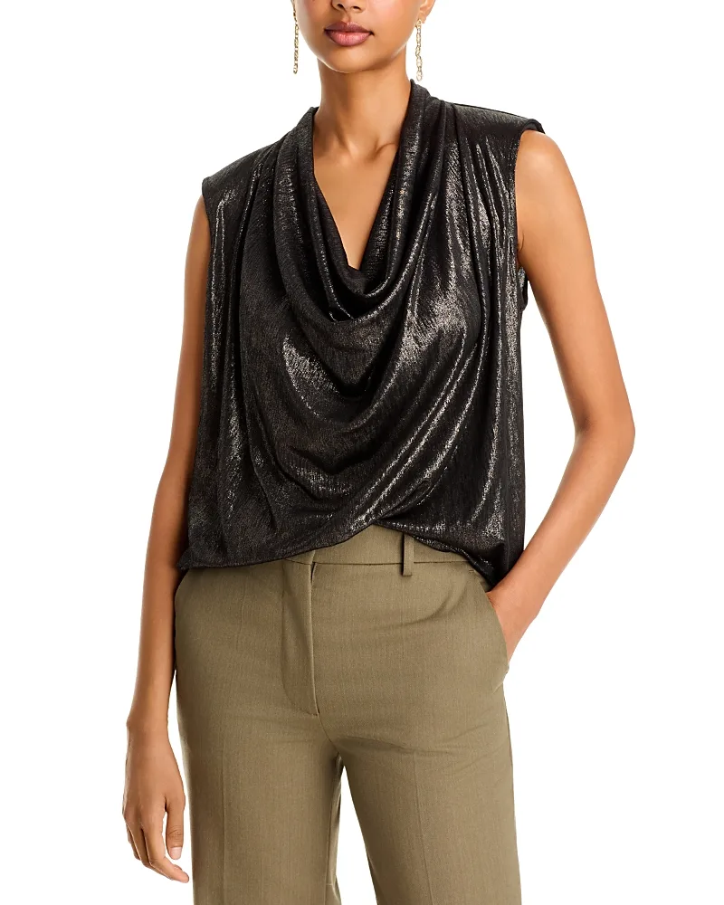 Camila Draped Metallic Top by Ramy Brook