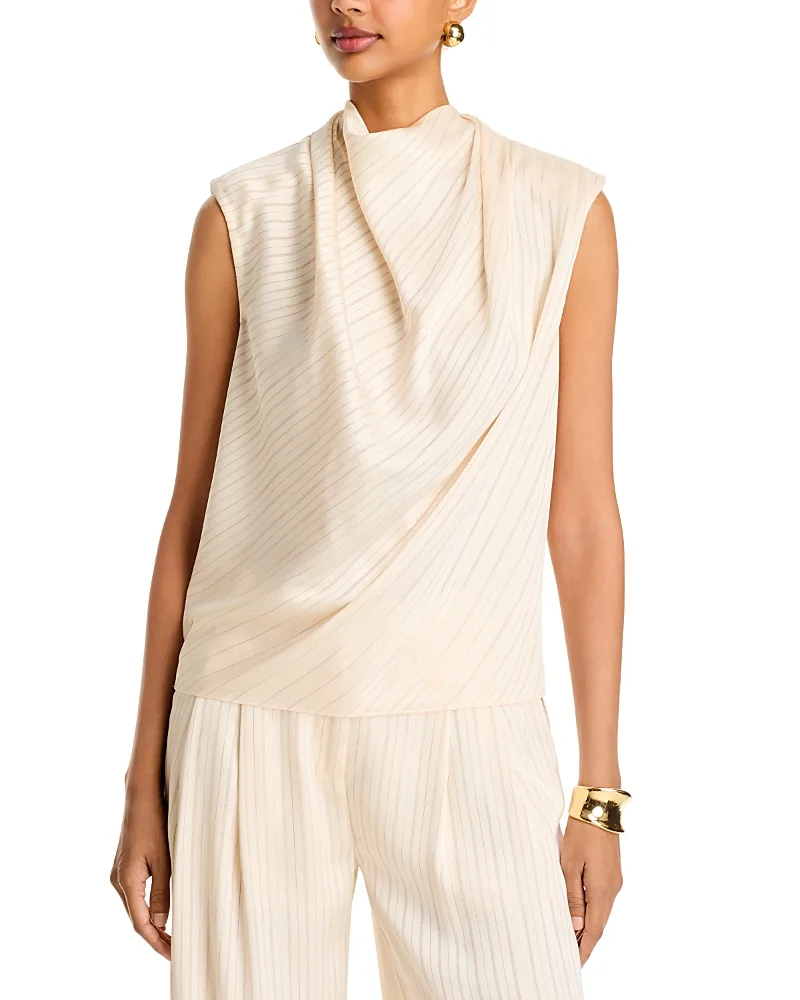 Holly Mock Neck Striped Top by Ramy Brook