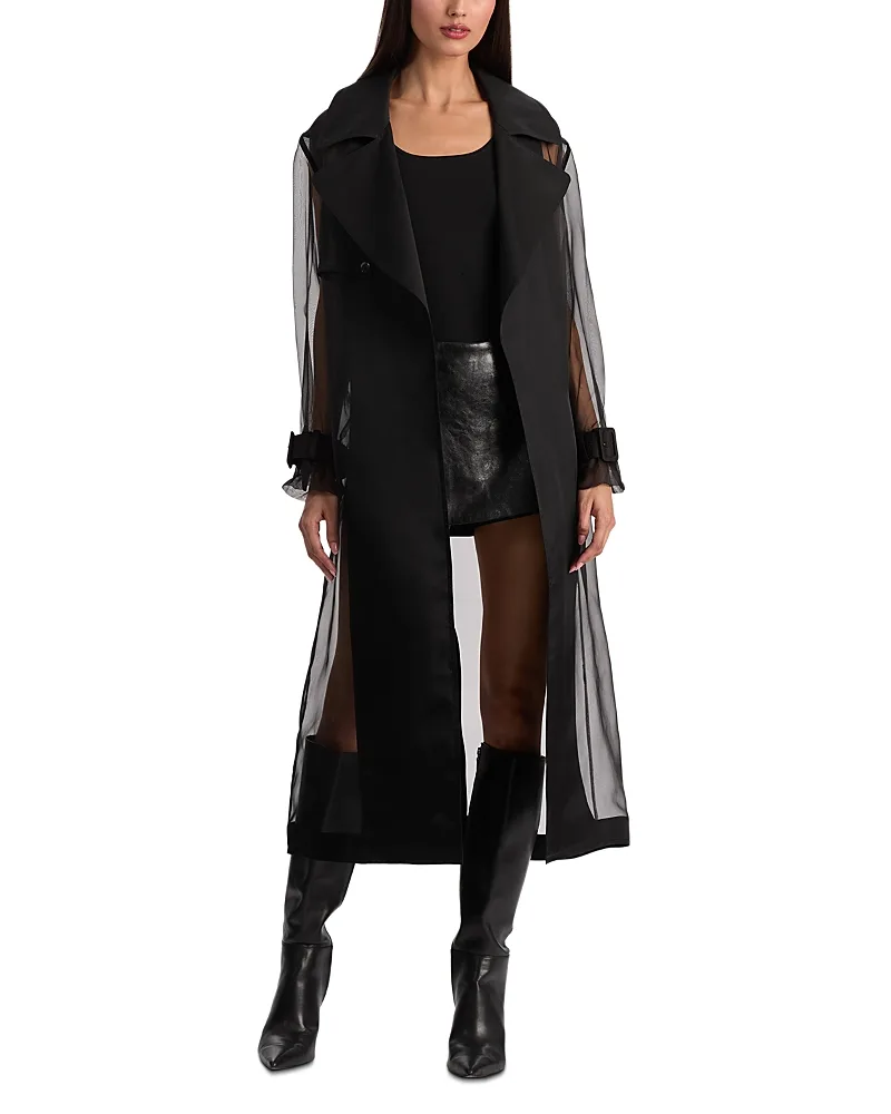 Silvia Sheer Mixed Media Trench Coat by Alice And Olivia