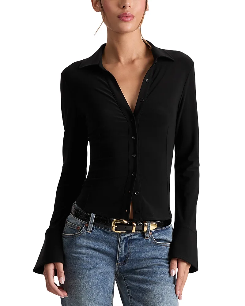 Freya Fitted Long Sleeve Shirt by Alice And Olivia