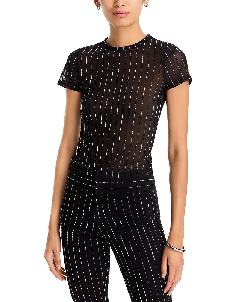 Tess Embellished Short Sleeve Tee by Alice And Olivia