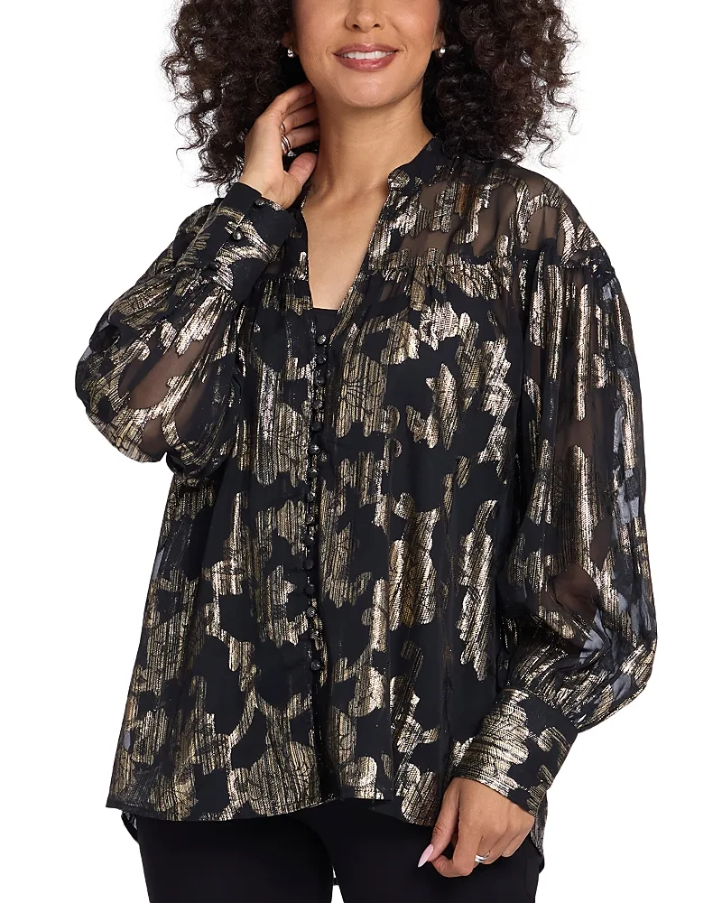 Anika Metallic Jacquard Blouse by NYDJ
