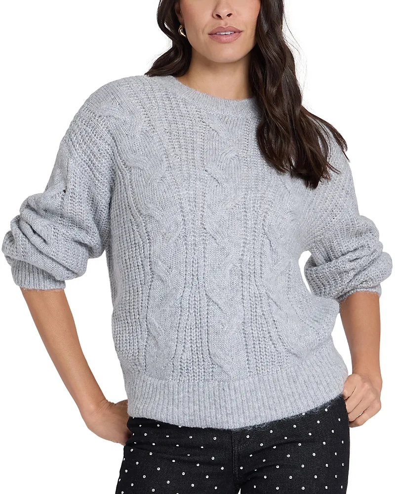 Sparkle Cable Knit Crewneck Sweater by NYDJ