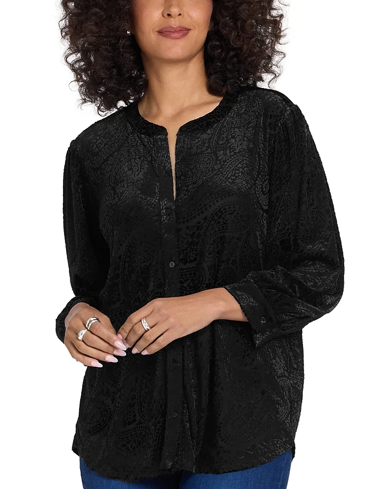 Bonnie Burnout Velvet 3/4 Sleeve Blouse by NYDJ