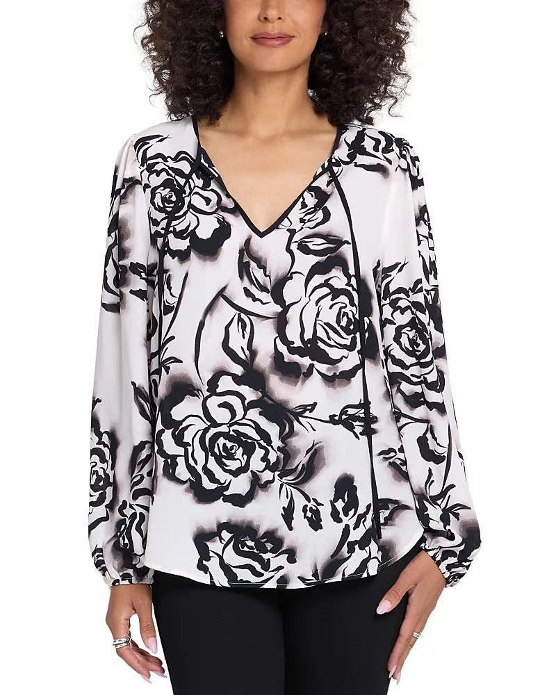 Elsie Floral Tie Neck Blouse by NYDJ