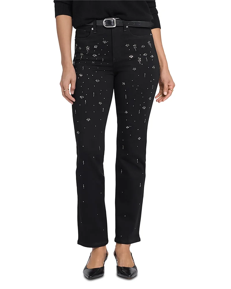 Marilyn High Rise Scatter Rhinestone Straight Jeans by NYDJ