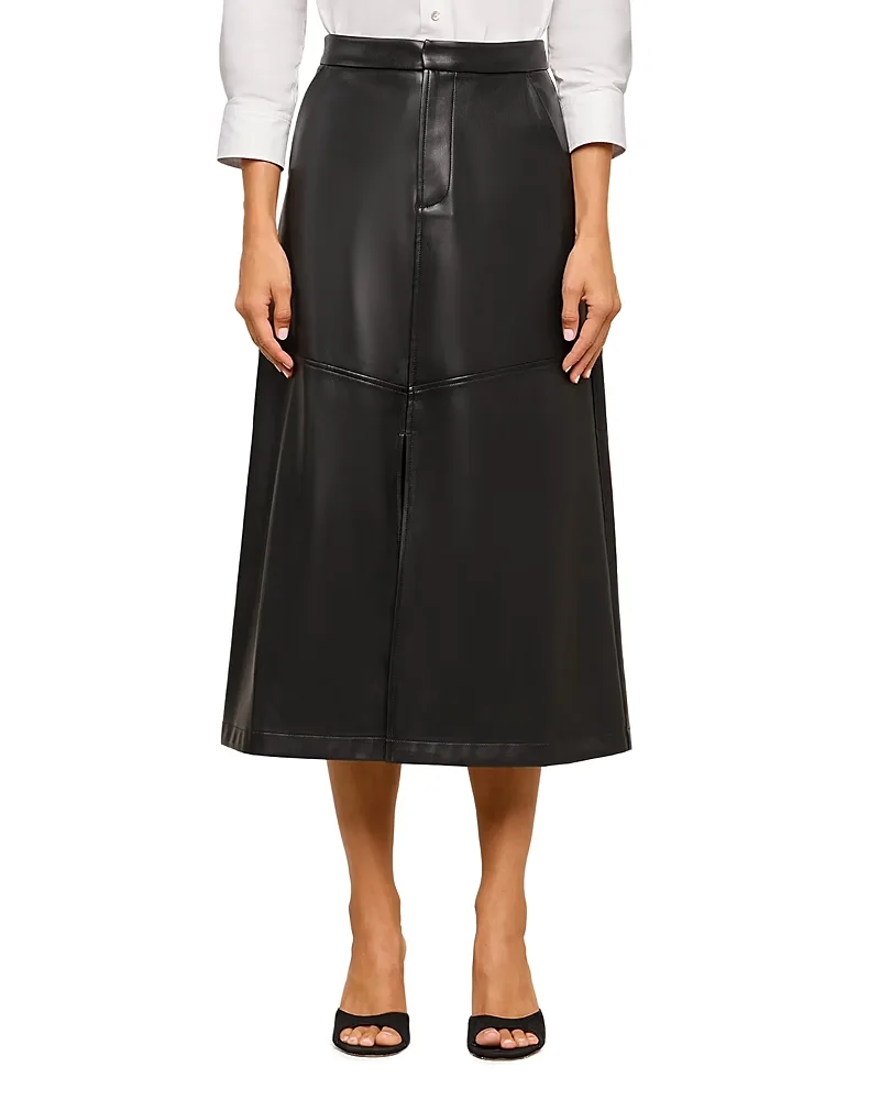 Robyn Faux Leather a Line Midi Skirt by L'AGENCE