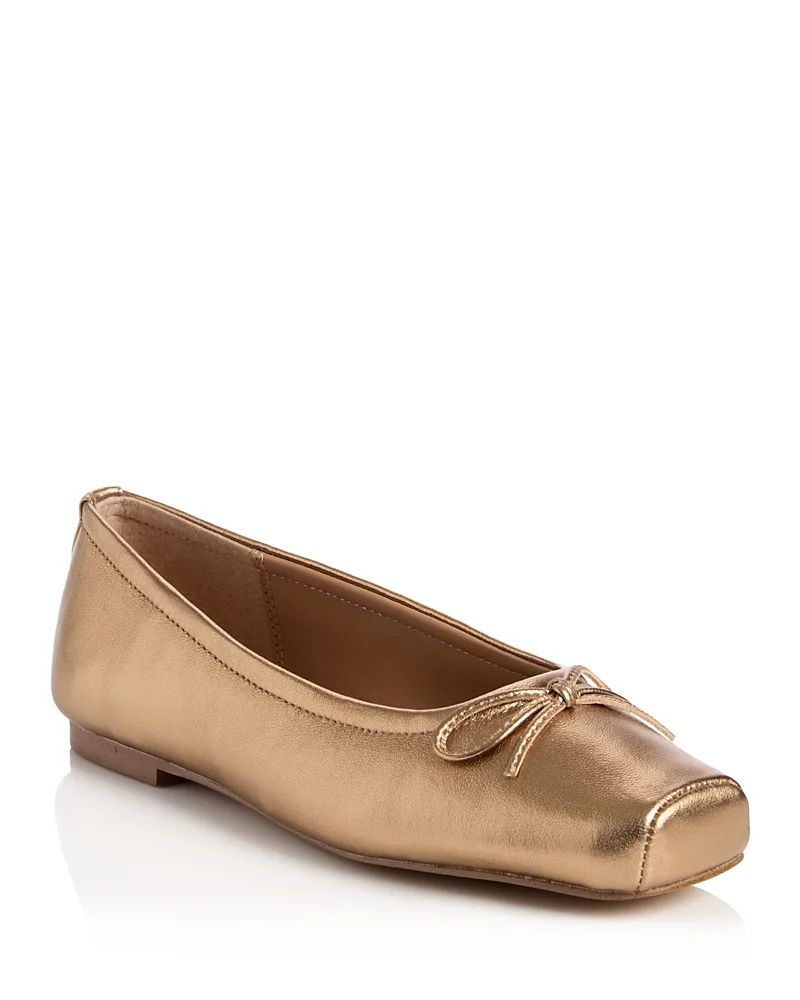 Eleve Leather Bow Ballet Flats