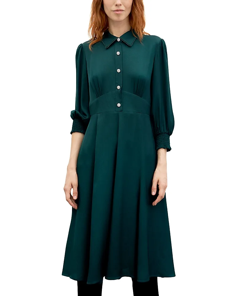 Ciel Smocked Cuff Collared Dress by Gerard Darel