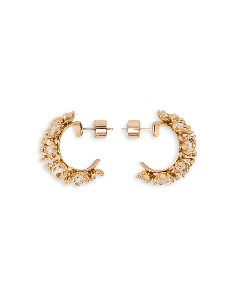 Imitation Pearl Flower C Hoop Earrings