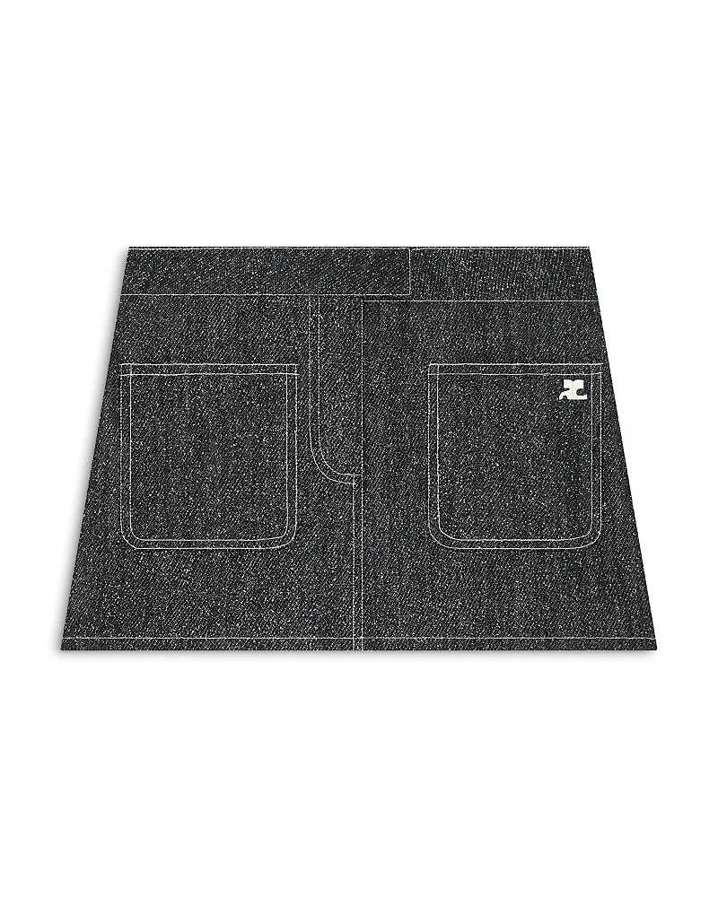 Two Pocket Denim Tweed Mini Skirt by Courreges
