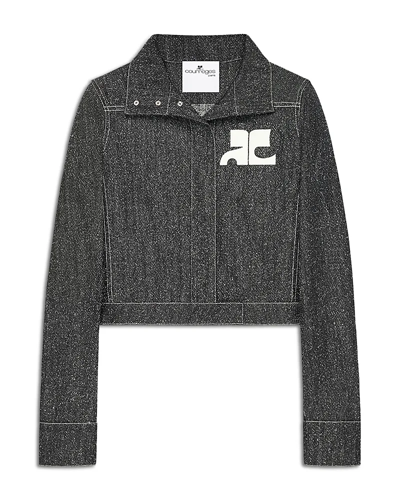 Denim Tweed Cropped Jacket by Courreges
